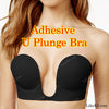 Women U V Plunge shape Invisible Back Push Up Strapless Self Adhesive Silicone Bra