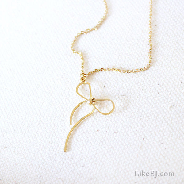 Lovely Slim Bow Necklace - LikeEJ - 1