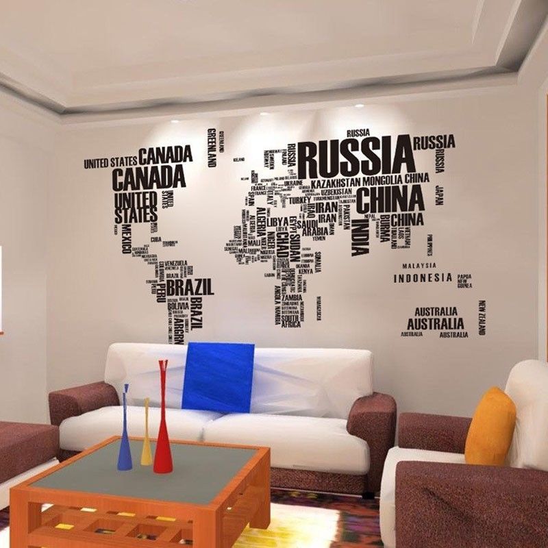 World Map Letter Quote Removable Vinyl Decal Art Home Decor Wall Stickers