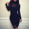 Women Black Bodycon Lace Evening Cocktail Party Long Sleeve Mini Dress