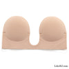 Women's U Plunge Strapless Backless Push Up Bras Invisible Adhesive Silicone Bra