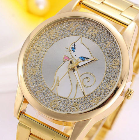 Designer Inspired Stainless Steel Fashion Rhinestone Ladies Quartz Wrist Watch