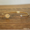 Floral Open Cuff Bangle for Women Crystals Floral Charms Bangle