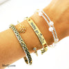 Floral Open Cuff Bangle for Women Crystals Floral Charms Bangle