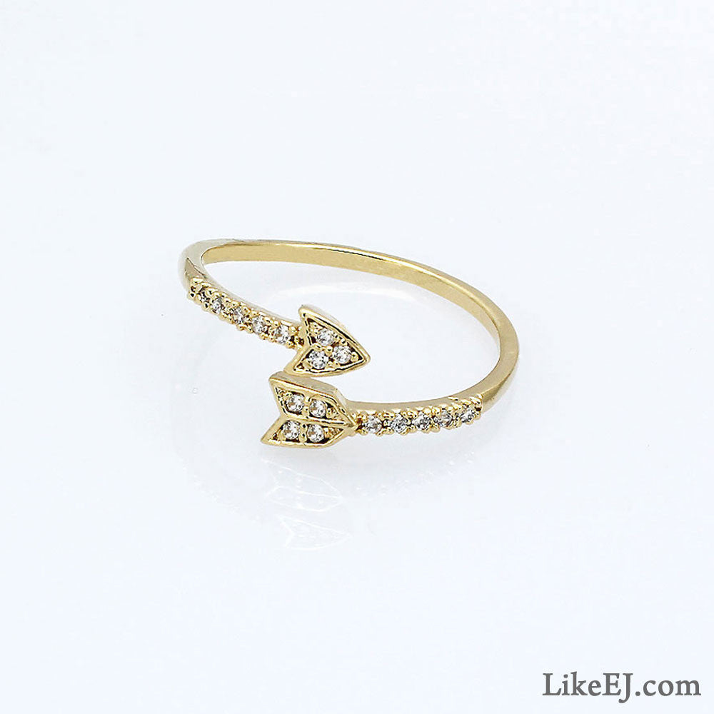 Crystal Gold Arrow Ring - LikeEJ - 1