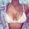 Crystal Rhinesotnes Full Cover Bra Chest Body Silver Harness Y strap style Trend Necklace Jewelry Stylish Chain