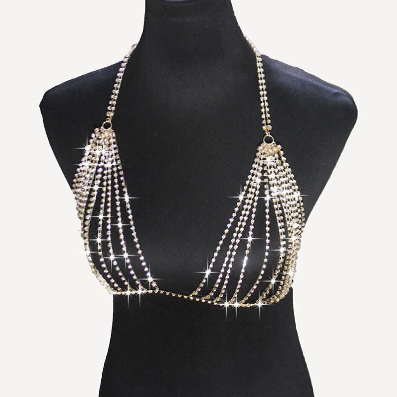 Shiny Rhinestone Bra Chest Body Chain Trend Crystal Cover Women Harness Necklace Jewelry