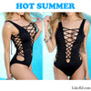 Womens One-Piece Swimsuit Swimwear Lace Up Summer
